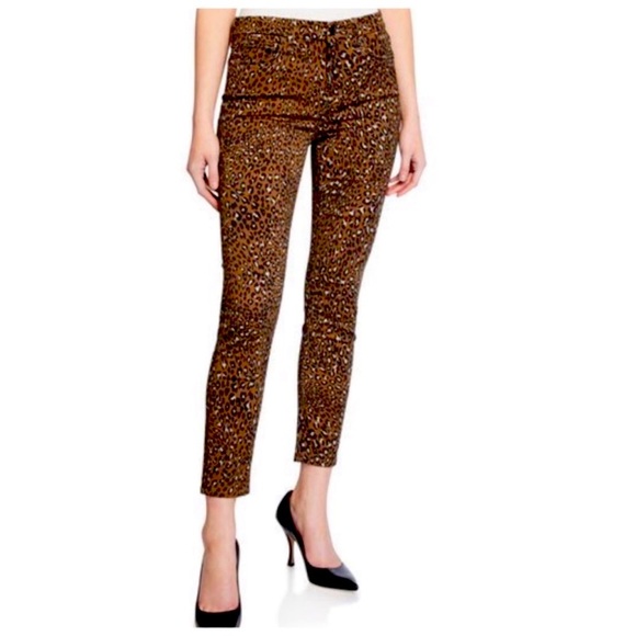 JEN 7 FOR ALL MANKIND SPECIAL DYED ANKLE SKINNY JEANS LUXE LEOPARD PRINT 8 /10 - Picture 1 of 16